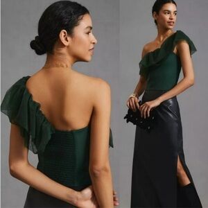 Sunday in Brooklyn / Anthropologie Green One-Shoulder Top - Small